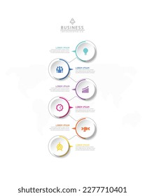 Vector infographic business presentation template with circular interconnection with 6 options.