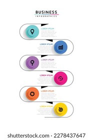 Vector infographic business presentation template with circular interconnection with 6 options.