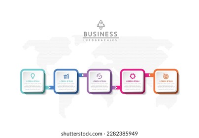 Vector infographic business presentation template connected with 5 options
