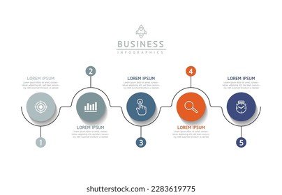 Vector infographic business presentation template with circular interconnection with 6 options.