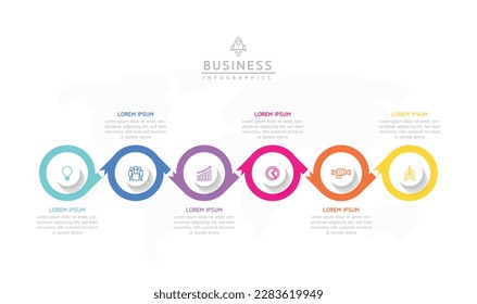 Vector infographic business presentation template with circular interconnection with 6 options.
