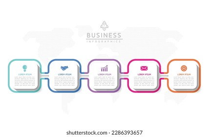 Vector infographic business presentation template connected with 5 options