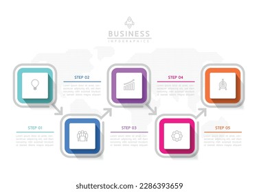 Vector infographic business presentation template connected with 5 options