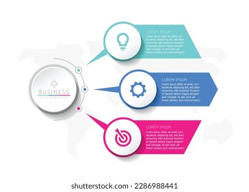 Vector infographic business presentation template connected with 3 options