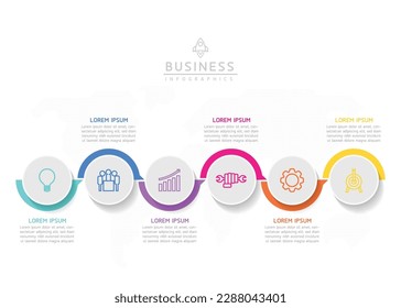 Vector infographic business presentation template with circular interconnection with 6 options.