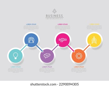 Vector infographic business presentation template with circular interconnection with 6 options.