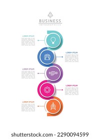 Plantilla de presentación de negocios de infografía vectorial con interconexión circular con 5 opciones.