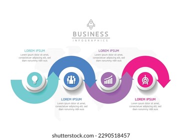 Plantilla de presentación de negocios de infografía vectorial conectada con 4 opciones
