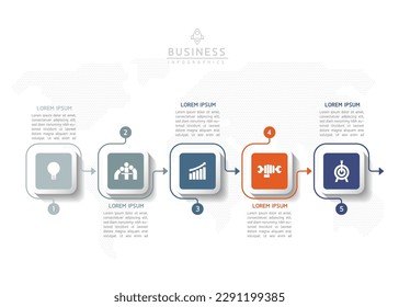 Vector infographic business presentation template connected with 5 options