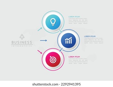 Vector infographic business presentation template with circular interconnection with 3 options.