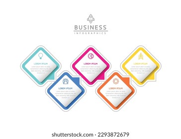 Plantilla de presentación de negocios de infografía vectorial conectada con 5 opciones