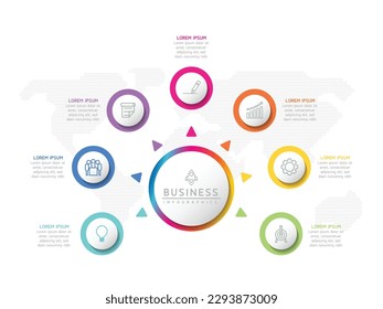 Vector infographic business presentation template with circular interconnection with 7 options.