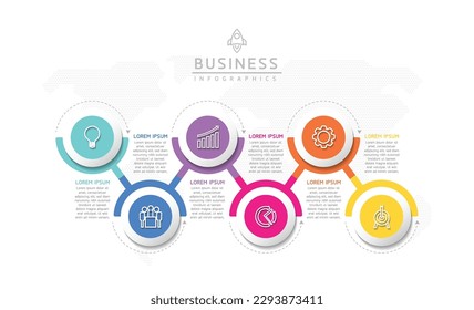 Plantilla de presentación de negocios de infografía vectorial con interconexión circular con 6 opciones.