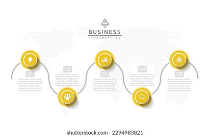 Plantilla de presentación de negocios de infografía vectorial con interconexión circular con 5 opciones.