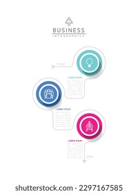 Vector infographic business presentation template with circular interconnection with 3 options.