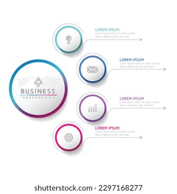 Vector infographic business presentation template with circular interconnection with 4 options.