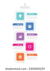 Vector infographic business presentation template connected with 5 options
