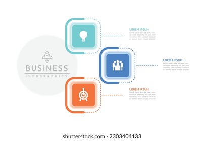 Plantilla de presentación de negocios de infografía vectorial conectada con 3 opciones