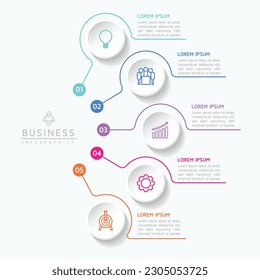 Plantilla de presentación de negocios de infografía vectorial con interconexión circular con 5 opciones.