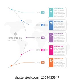 Plantilla de presentación de negocios de infografía vectorial conectada con 5 opciones