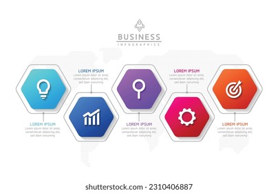 Vector infographic business presentation template connected with 5 options