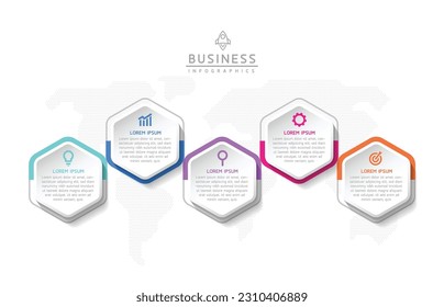 Vector infographic business presentation template connected with 5 options