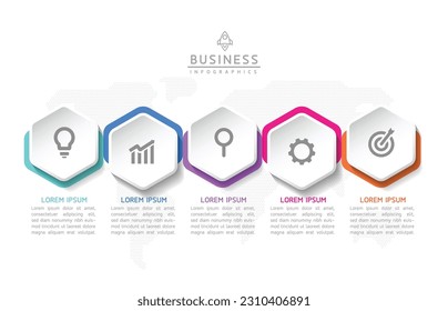 Vector infographic business presentation template connected with 5 options