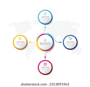 Plantilla de presentación de negocios de infografía vectorial con interconexión circular con 4 opciones.