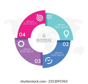 Vector infographic business presentation template with circular interconnection with 4 options.