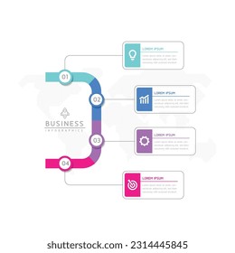 Plantilla de presentación de negocios de infografía vectorial conectada con 4 opciones