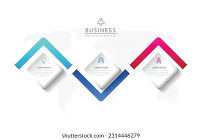 Vector infographic business presentation template connected with 3 options