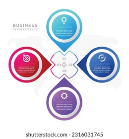 Vector infographic business presentation template with circular interconnection with 4 options.