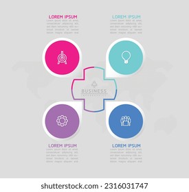 Vector infographic business presentation template with circular interconnection with 4 options.