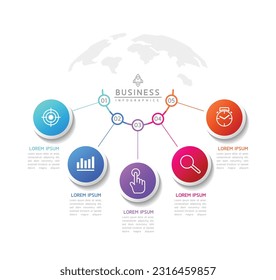 Vector infographic business presentation template with circular interconnection with 5 options.
