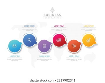 Vector infographic business presentation template connected with 6 options