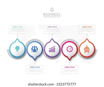 Plantilla de presentación de negocios de infografía vectorial con interconexión circular con 5 opciones.
