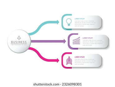 Vector infographic business presentation template connected with 3 options