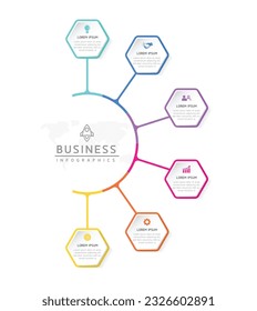 Vector infographic business presentation template connected with 6 options