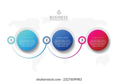 Vector infographic business presentation template with circular interconnection with 3 options.