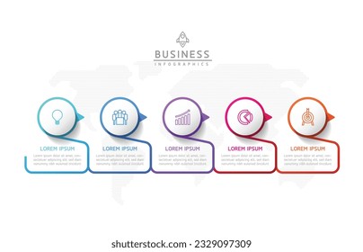 Vector infographic business presentation template with circular interconnection with 5 options.