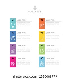 Vector infographic business presentation template connected with 8 options