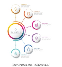 Plantilla de presentación de negocios de infografía vectorial con interconexión circular con 6 opciones.