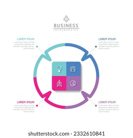 Vector infographic business presentation template with circular interconnection with 4 options.