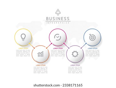 Vector infographic business presentation template with circular interconnection with 5 options.