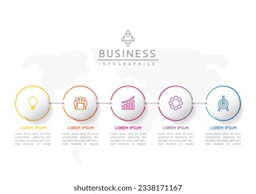 Vector infographic business presentation template with circular interconnection with 5 options.