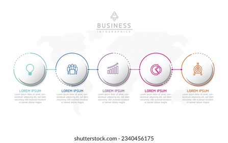 Plantilla de presentación de negocios de infografía vectorial con interconexión circular con 5 opciones.