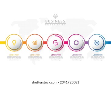 Vector infographic business presentation template with circular interconnection with 5 options.