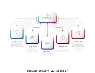 Vector infographic business presentation template with circular interconnection with 5 options.