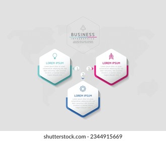Plantilla de presentación de negocios de infografía vectorial conectada con 3 opciones