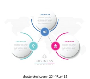 Plantilla de presentación de negocios de infografía vectorial con interconexión circular con 3 opciones.